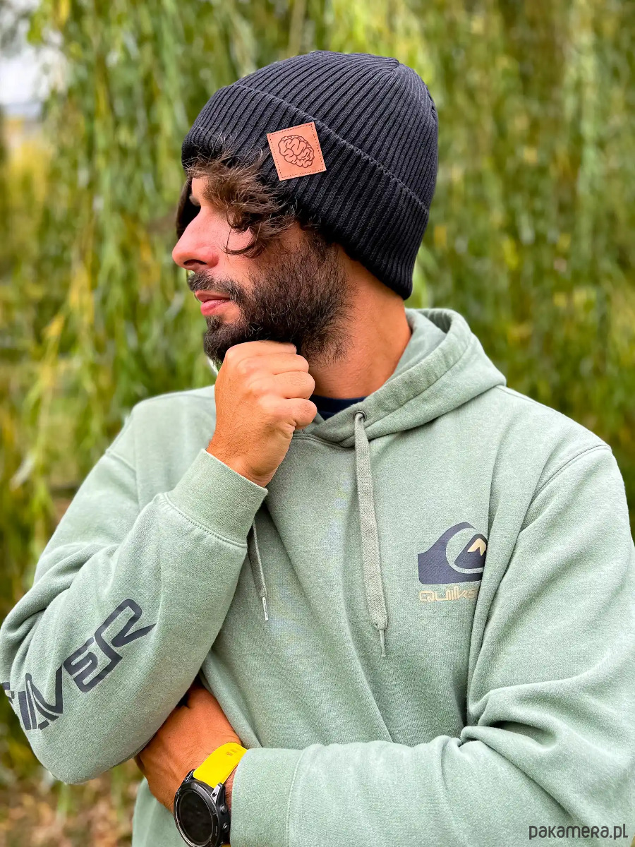 czapki i kapelusze męskie Męska bawełniana czapka beanie logo ekoskórka Czarna 5