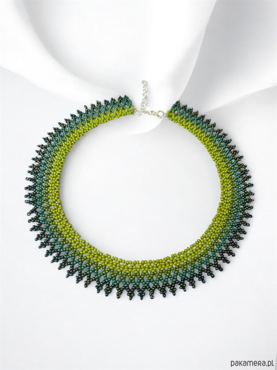 kolie Kolia koralikowa zielony gradient  ręcznie robiona biżuteria handmade 1