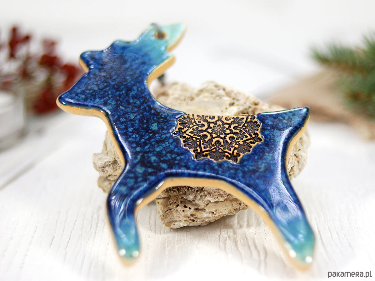 ozdoby choinkowe Duży ceramiczny renifer - ozdoba choinkowa 2