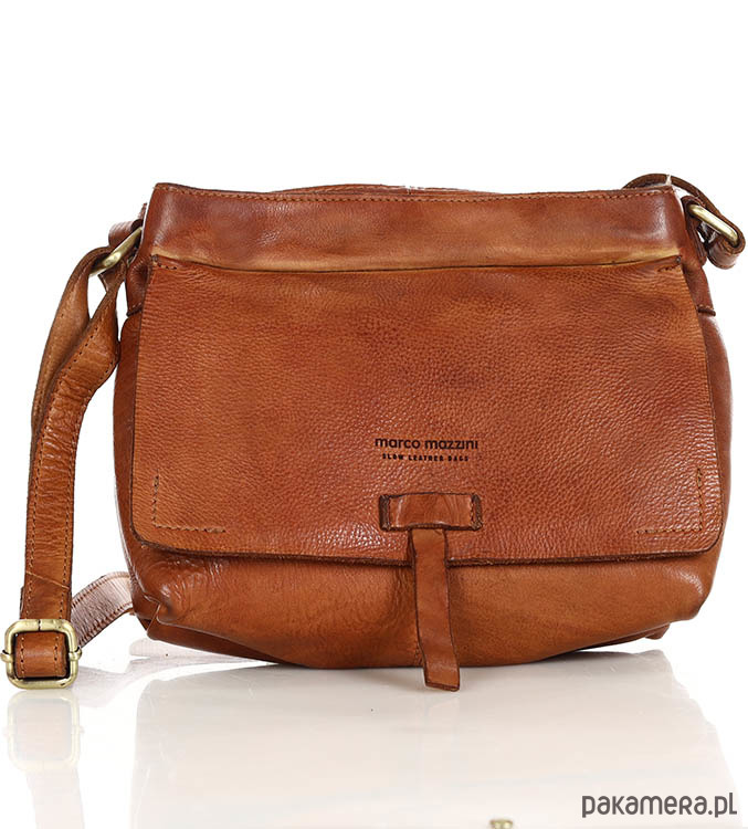 torby na ramię Torebka skórzana listonoszka damska messenger bag - MARCO MAZZINI brąz koniak 1