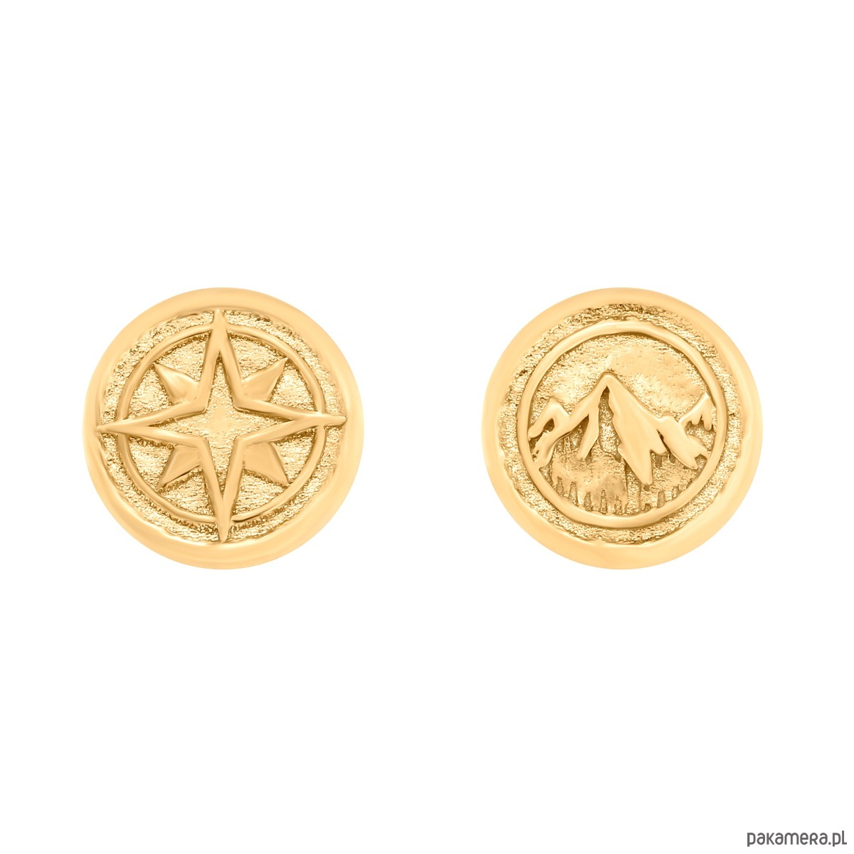 złote naszyjniki Złoty obrotowy dwustronny naszyjnik z górami i różą wiatrów 1