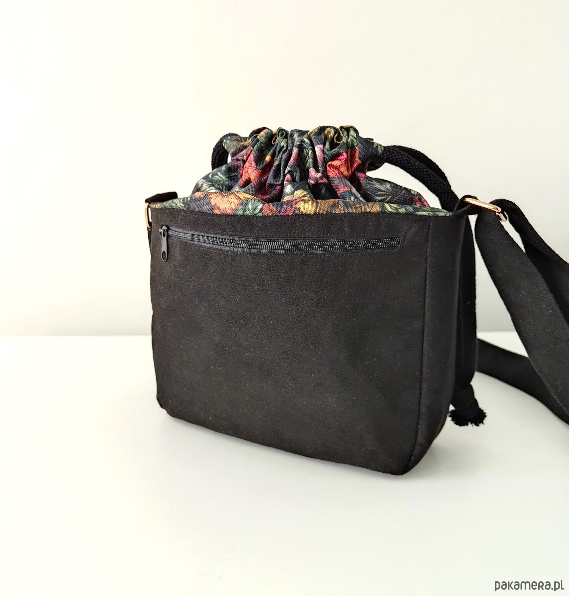 torby na ramię Torebka SOFIA Vintage Forest - mała czarna torebka z kominem z nubuku 3