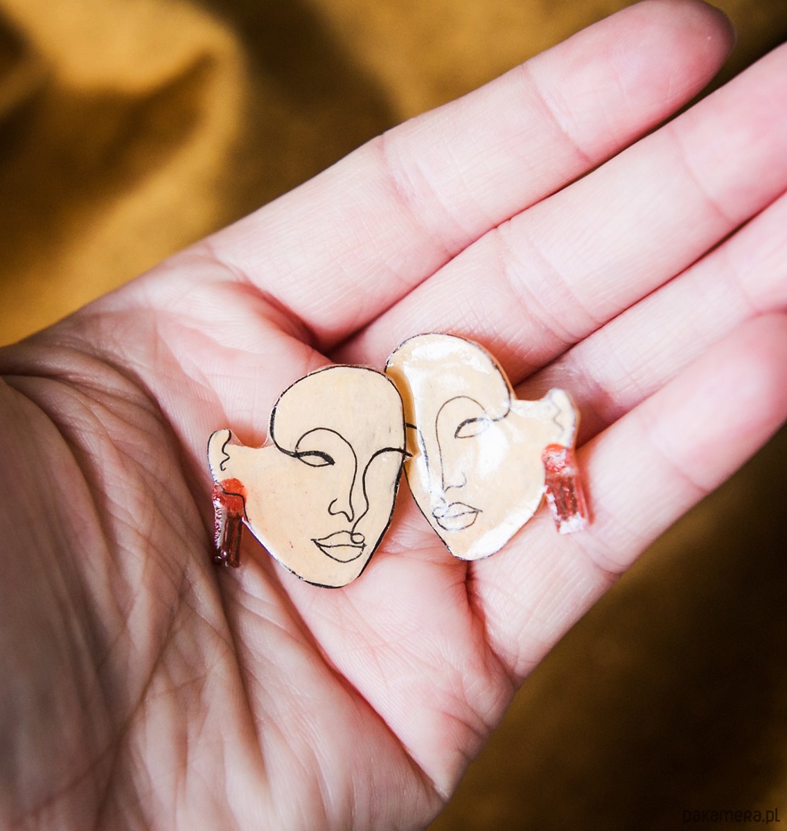 kolczyki - inne Sztyfty terracotta faces 1