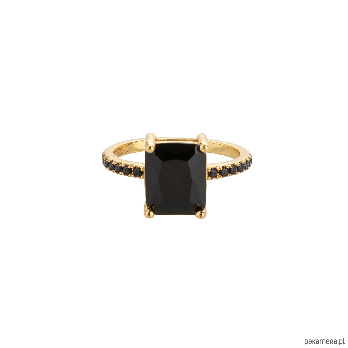 pierścionki złote Pierścionek czarne cyrkonie srebro 925 pozłacane 1