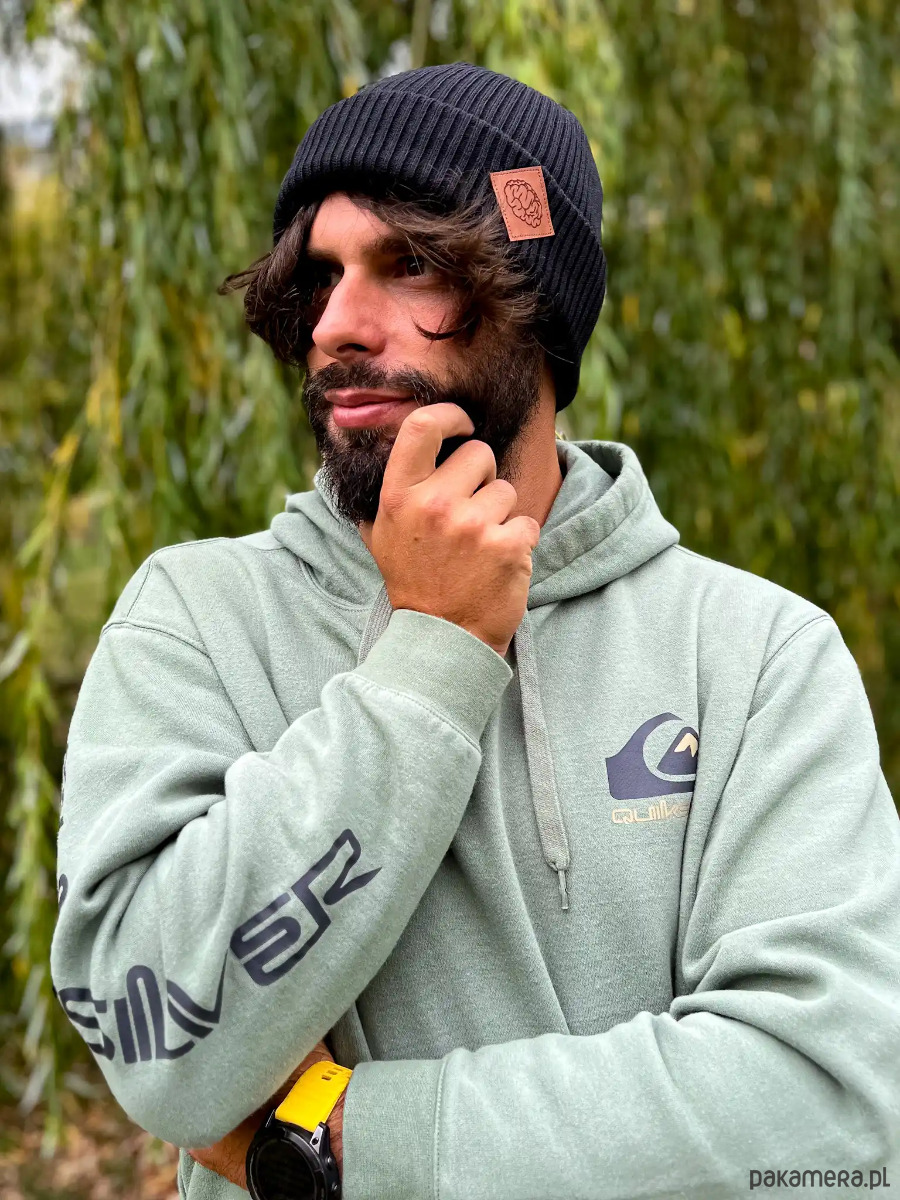 czapki i kapelusze męskie Męska bawełniana czapka beanie logo ekoskórka Czarna 2