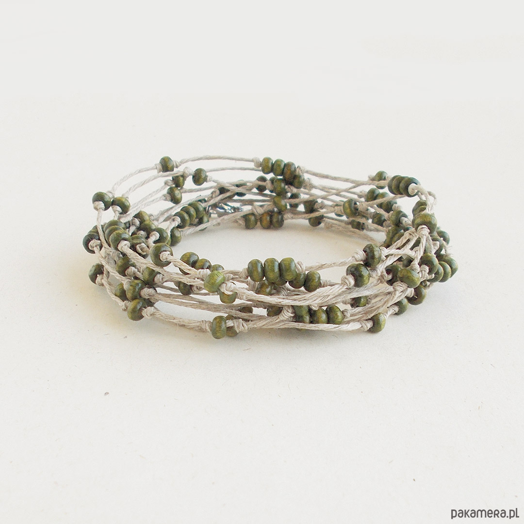 bransoletki drewniane Ciemna zieleń Bransoletka lniana NATURE 1