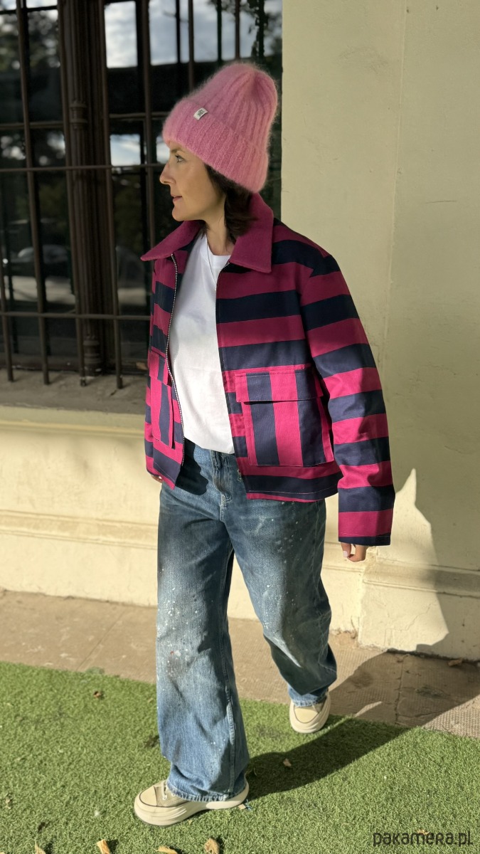 kurtki damskie Kurtka w pasy z kołnierzykiem 4