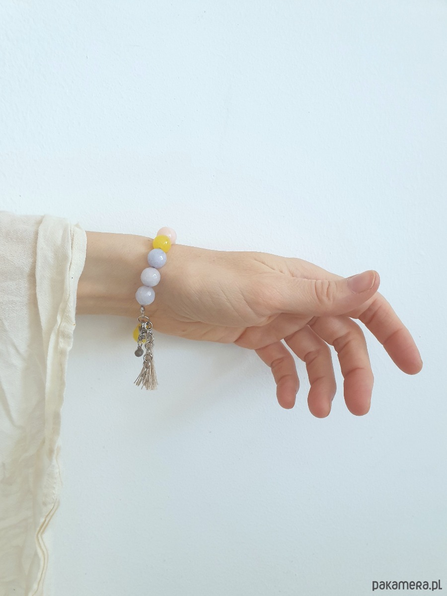 bransoletki z kamieni naturalnych Bransoletka SPRING z jadeitem, fiolet, róż, żółty, zieleń 5