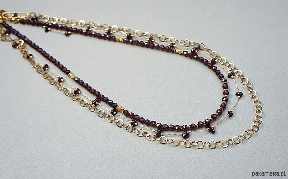 korale Triple - Granaty /naszyjnik/  - Szlachetna kolekcja 1