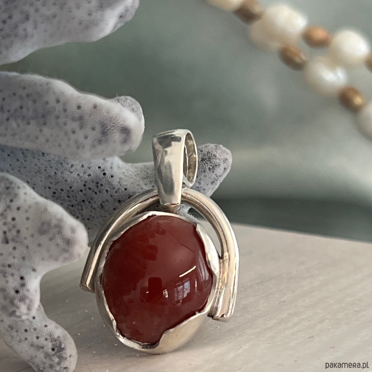 wisiory Zawieszka Srebrna z  Karneolem - Wisiorek Kamień Naturalny VINTAGE 2