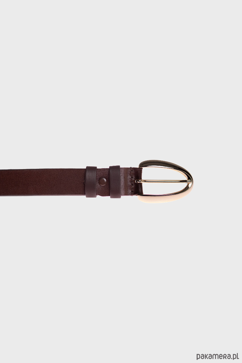 paski damskie Pasek MINIMAL Light Gold brown leather 1