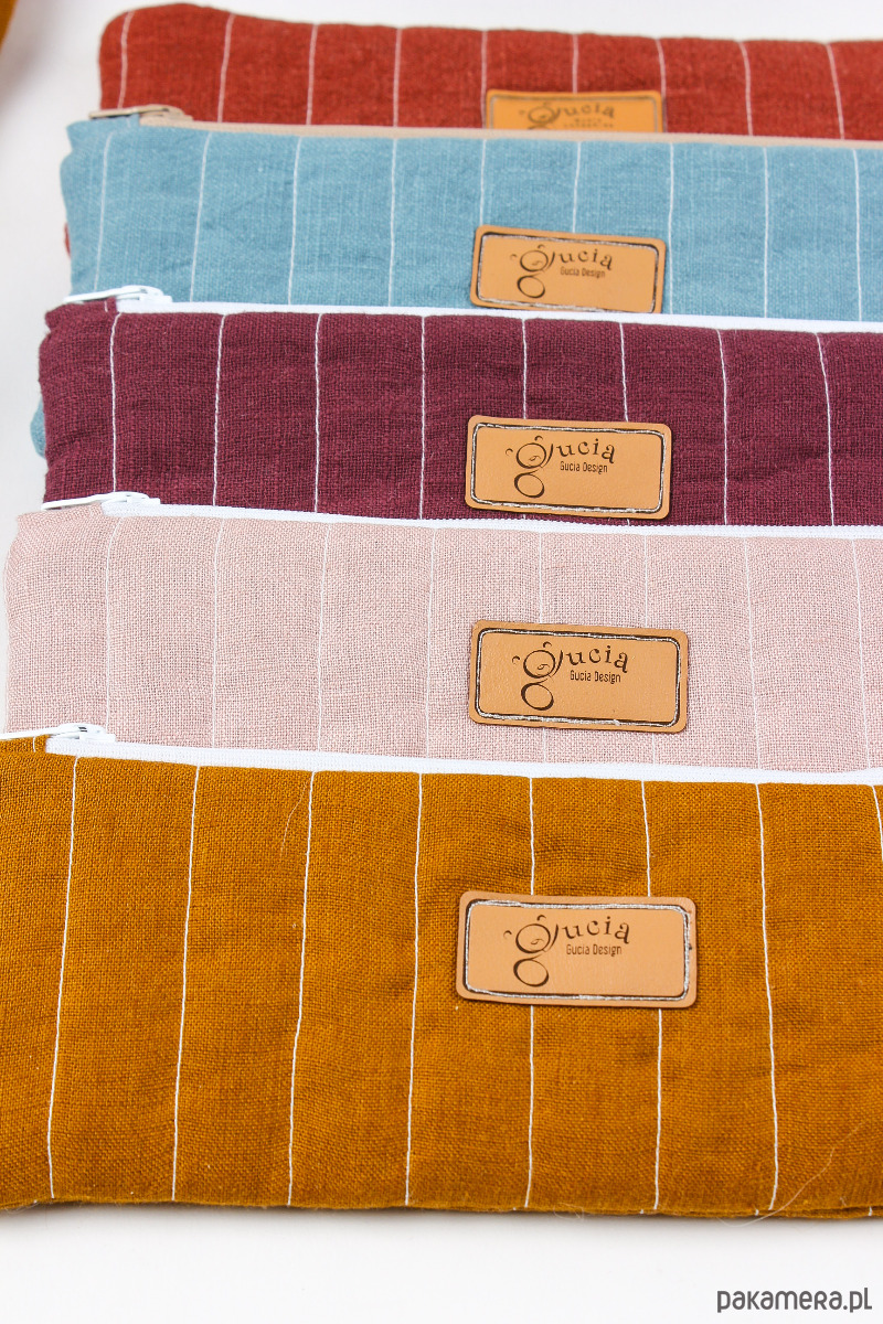 piórniki Piórnik lniany / mini kosmetyczka Ceglana 7