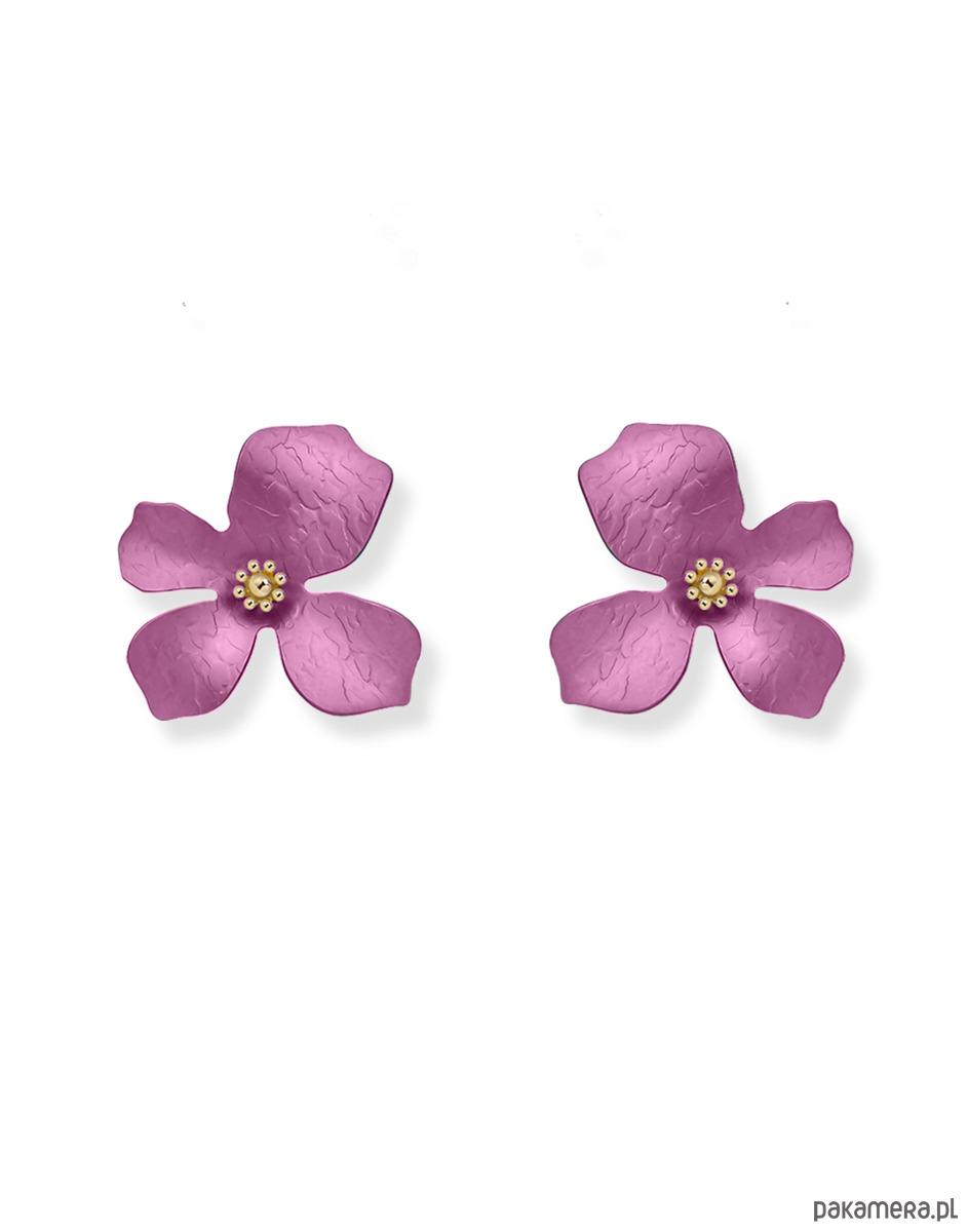 kolczyki pozłacane Kolczyki srebrne pozłacane z tytanowym fioletowym kwiatem 2