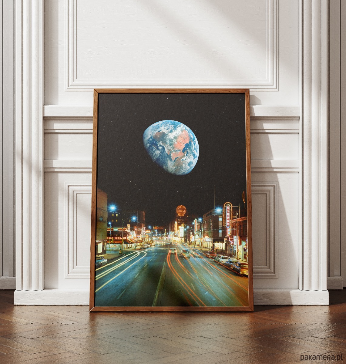 plakaty Plakat Nocna przejażdżka - Kolaż Fine-art  - Autorska dekoracja ścienna 2