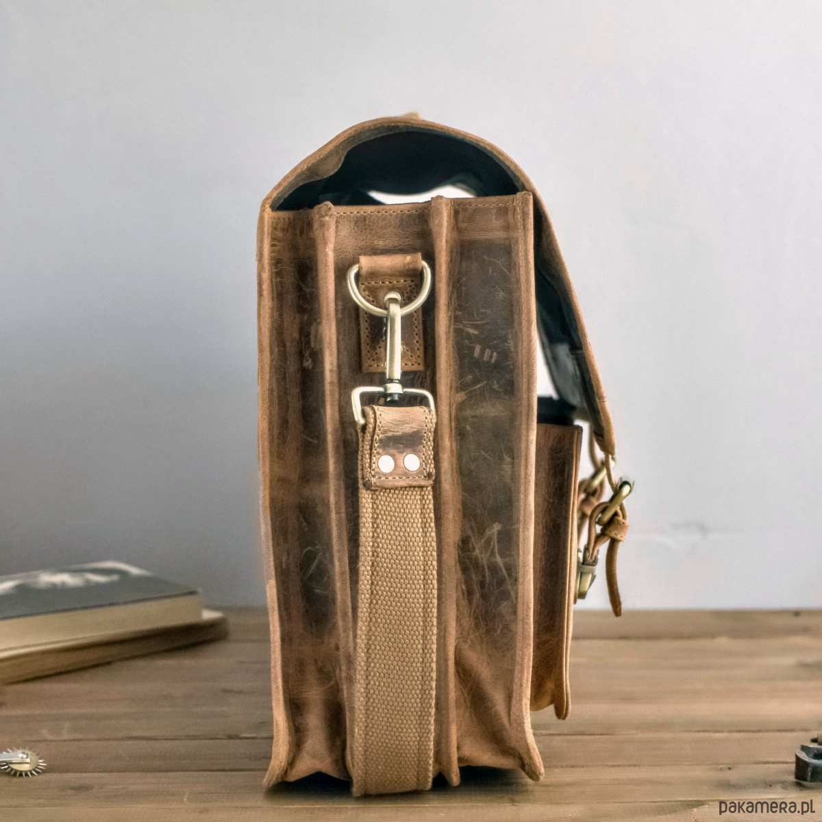 torby i nerki męskie Belveder Brązowa Torba do Pracy z kieszeniami Skóra Buffalo Vintage MB44 2