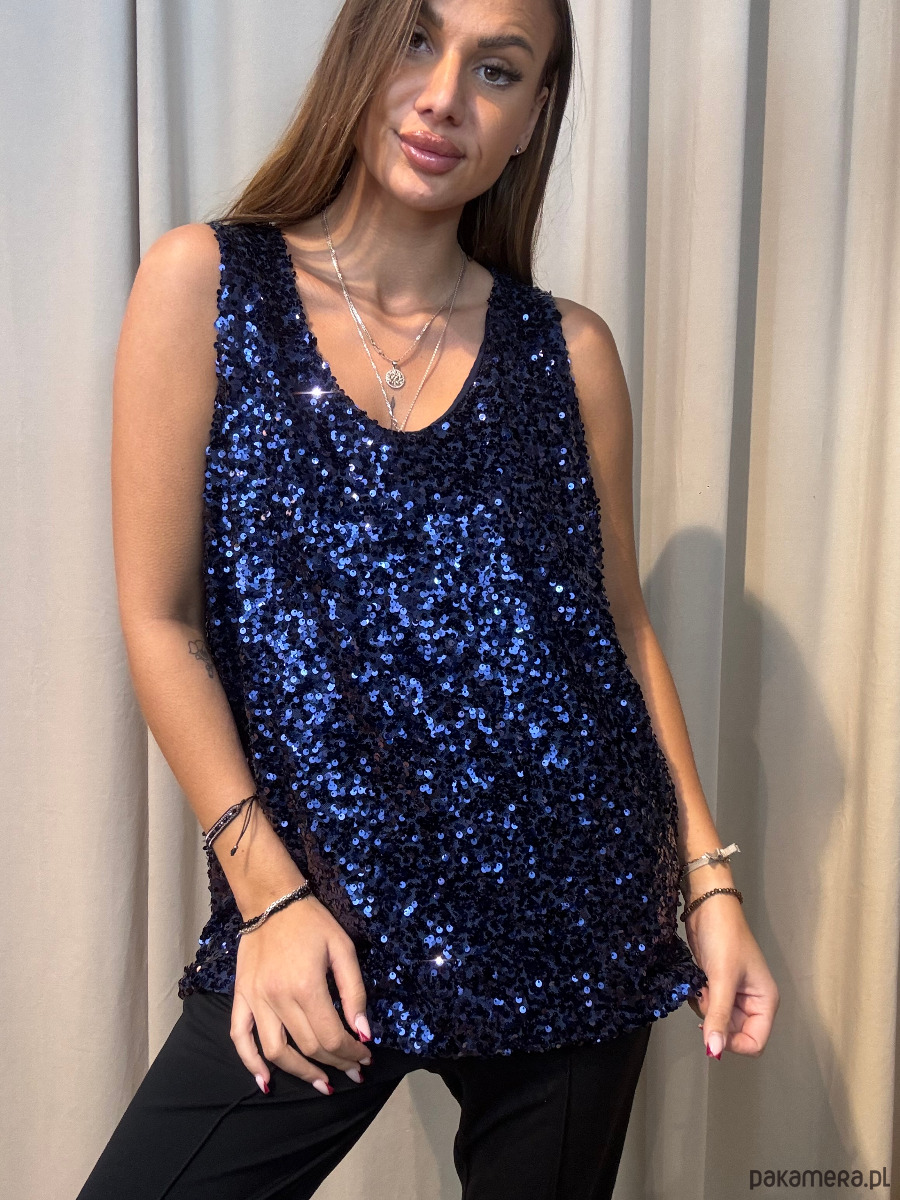 topy damskie Bluzka cekinowa na grubych ramiączkach Marina 1