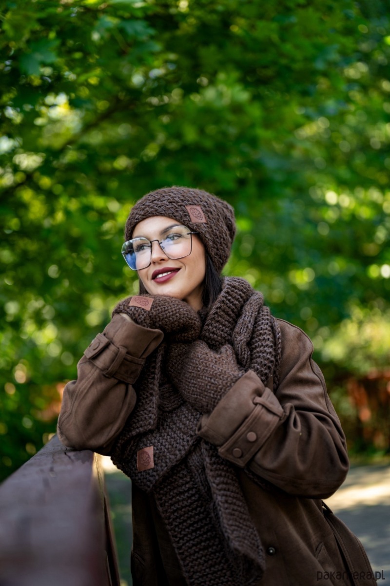 szale damskie Szal MERINO Brązowy szalik 3