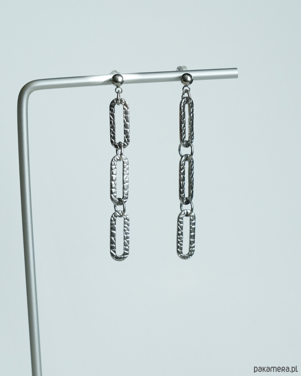 kolczyki srebrne Długie nowoczesne kolczyki ze stali 4