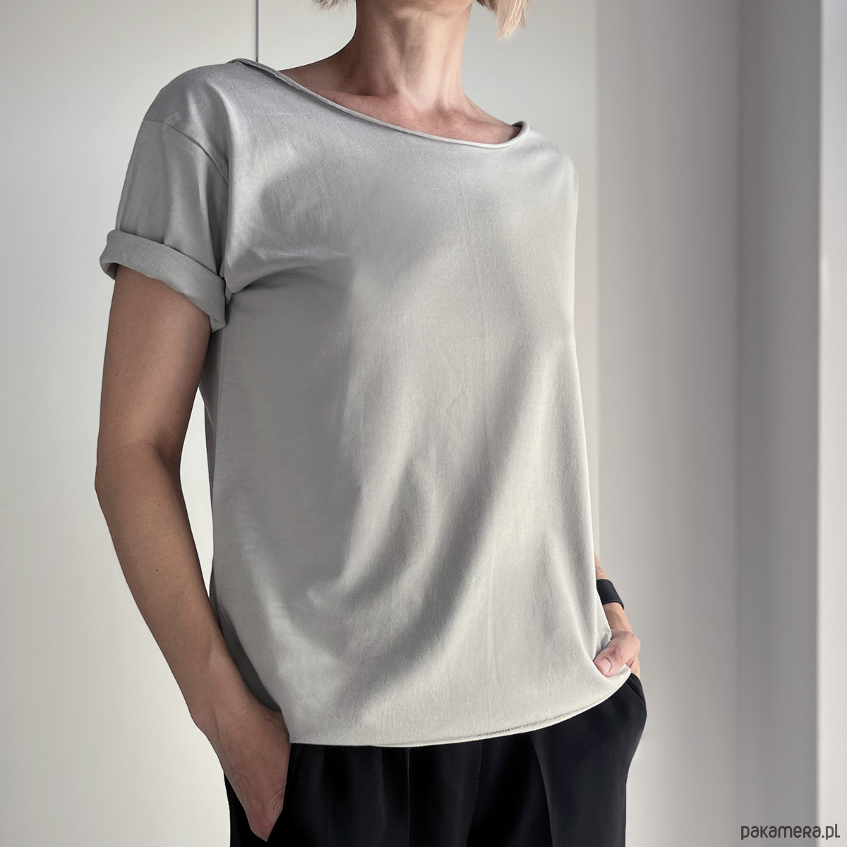 t-shirt damskie Cyna Oversize Bez Nadruku 2