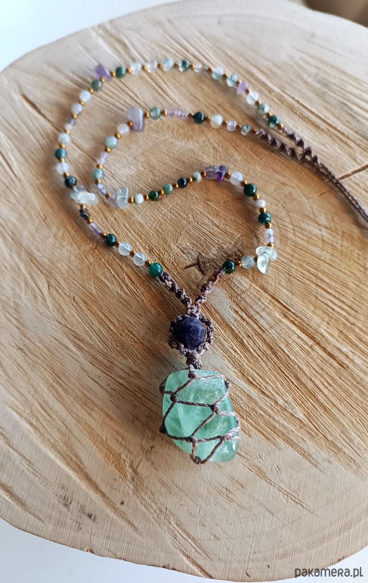 naszyjniki - inne Naszyjnik z zielonym fluorytem 1
