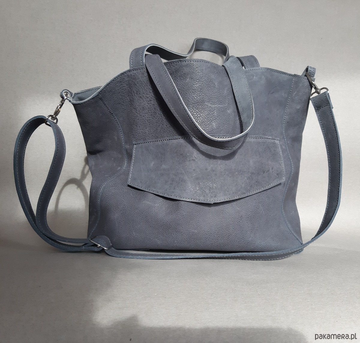 torby na ramię Grafitowa skórzana torba 5