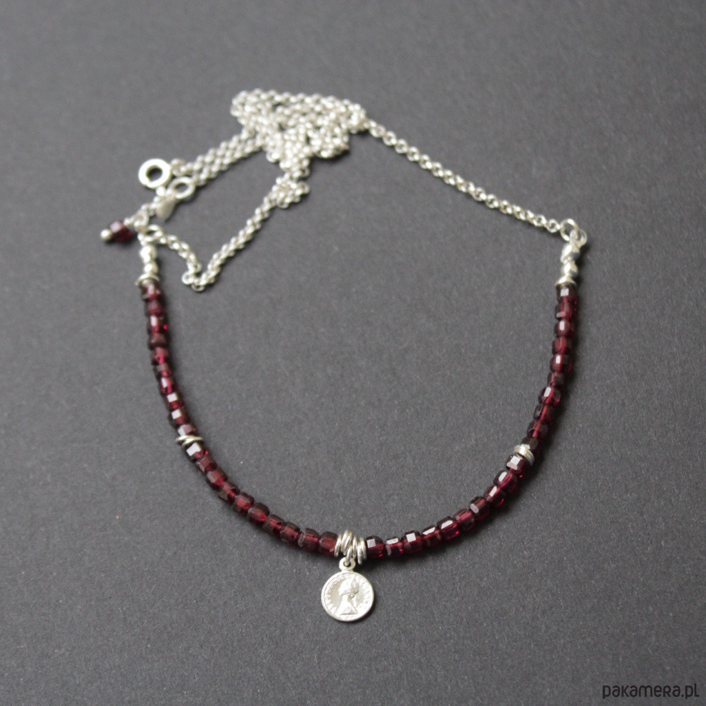 srebrne naszyjniki Naszyjnik Burgundowy 3