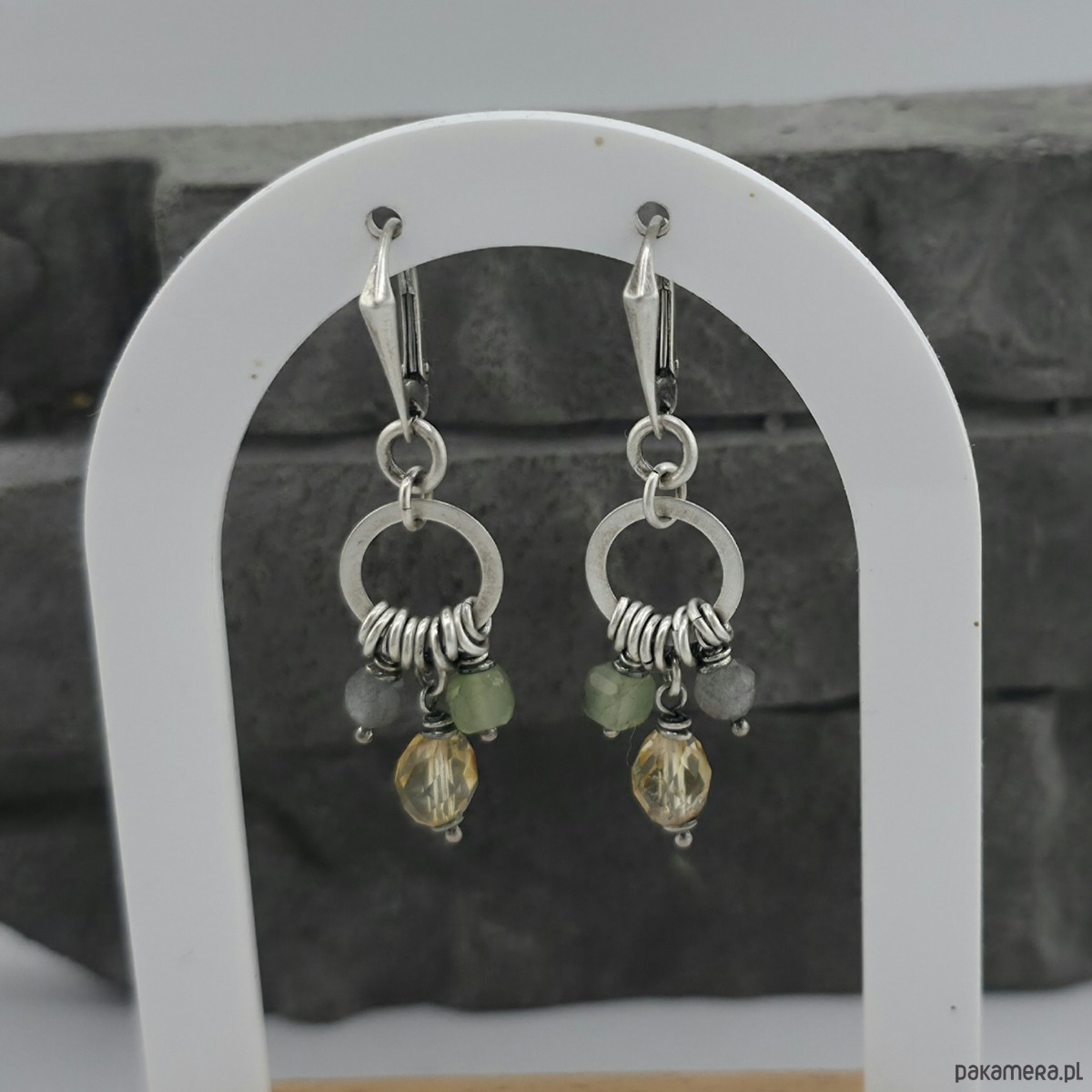 kolczyki z kamieniami Kolczyki cytryn, frenit, labradoryt 2