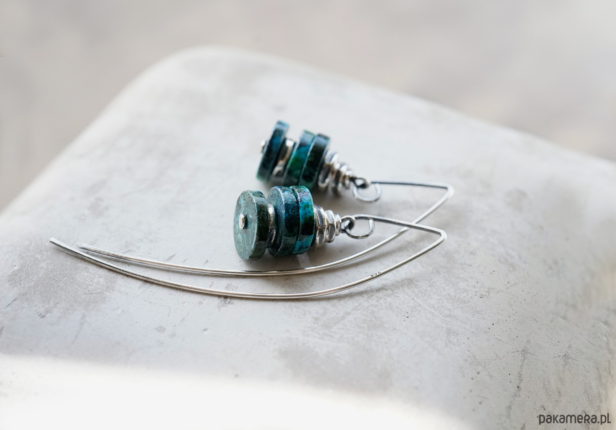 kolczyki srebrne LAGO - srebro i chryzokola 2