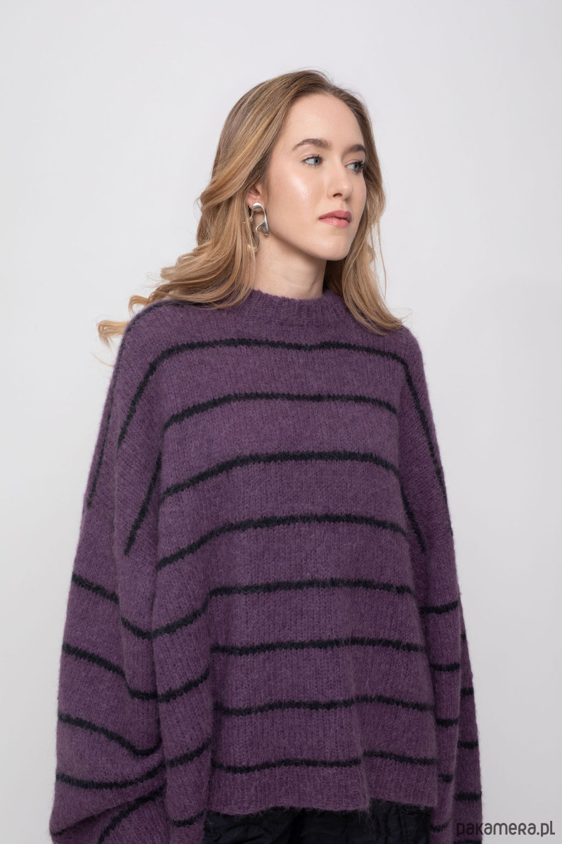 swetry damskie  Handmade Lazy Lines Sweater - Plum 1