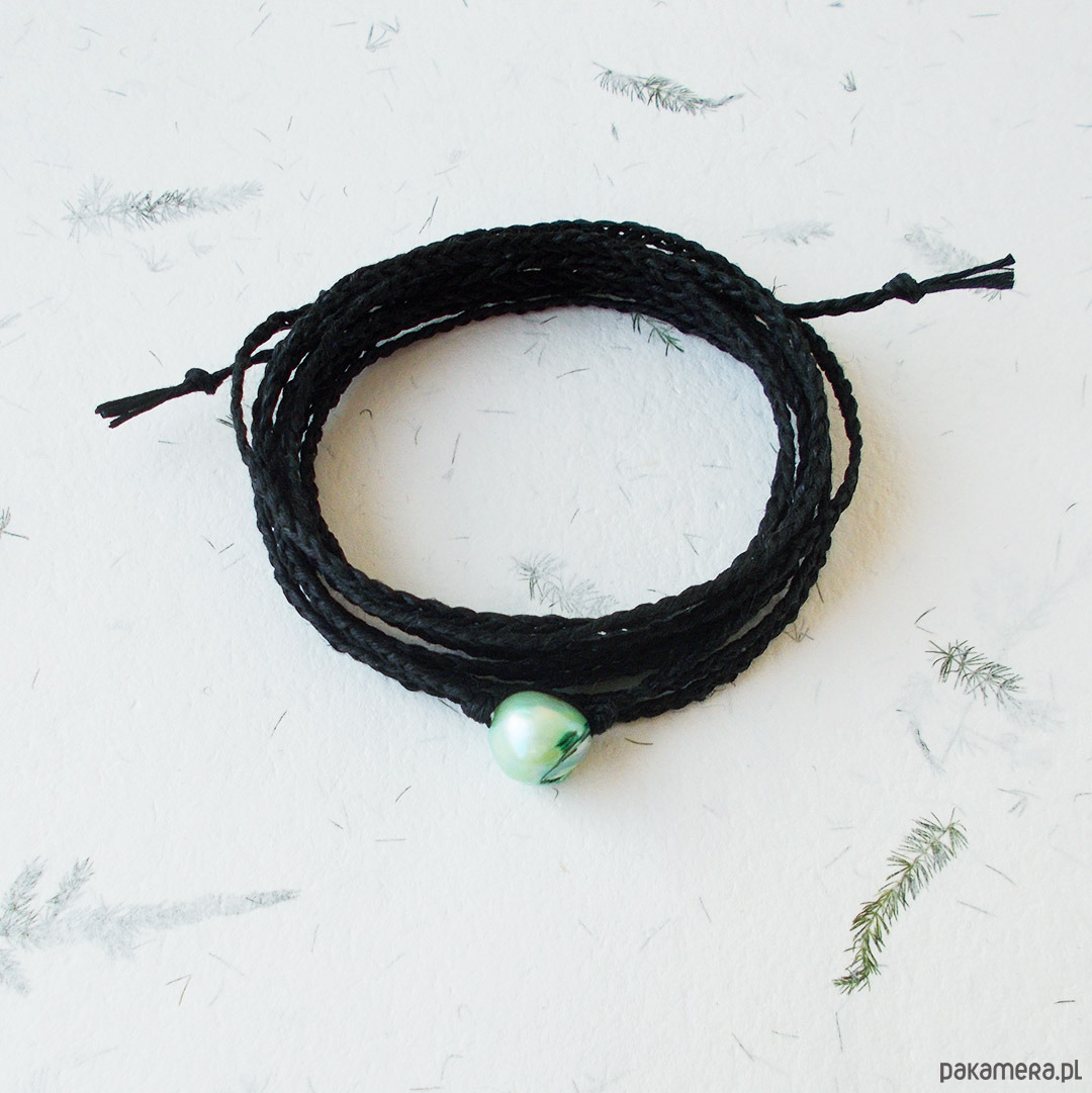 bransoletki na sznurku NATURE Len i zielona perła bransoletka 3