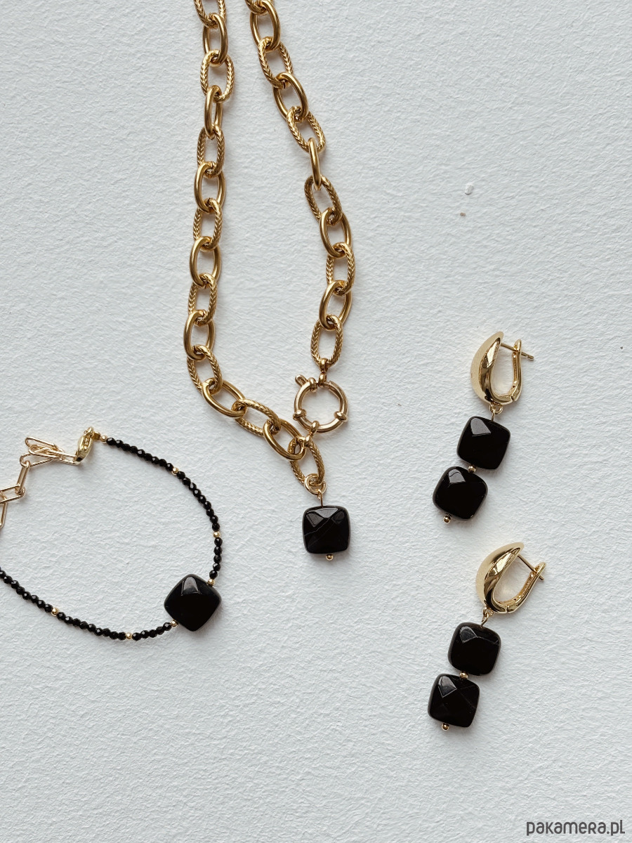 kolczyki z kamieniami Kolczyki  Agat Czarny 7