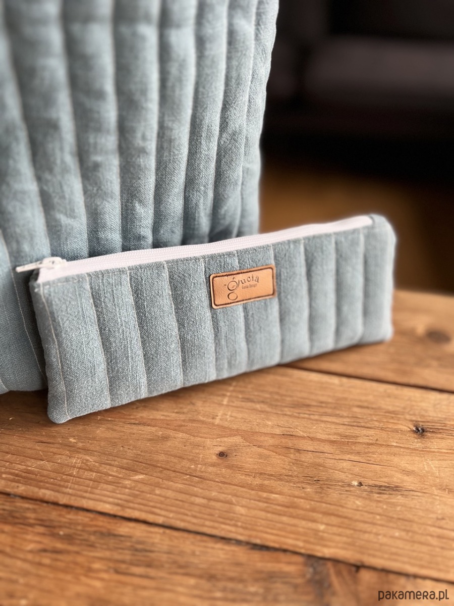 piórniki Piórnik lniany niebieski  / mini kosmetyczka 1