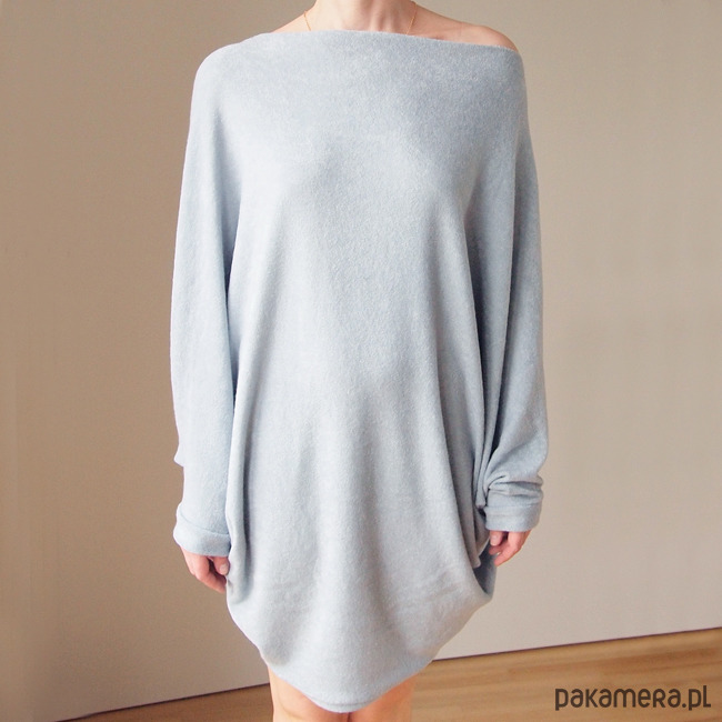 swetry damskie  Sweterek oversize długi szary 2