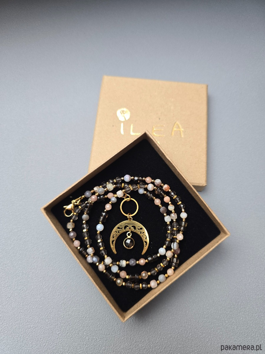 złote naszyjniki Naszyjnik Lunula  z Kwarcem Dymnym 2