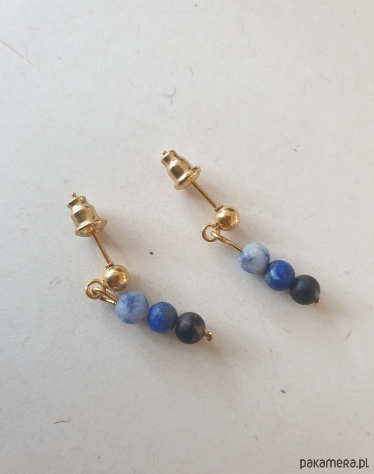 kolczyki z kamieniami Kolczyki DROPSY MINI lapis lazuli, kwarc dymny,jaspis niebieski 1
