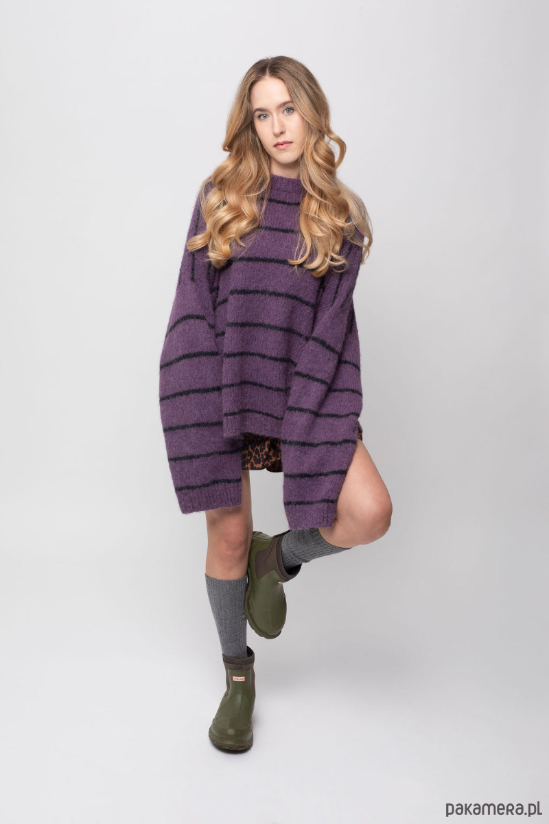 swetry damskie  Handmade Lazy Lines Sweater - Plum 2