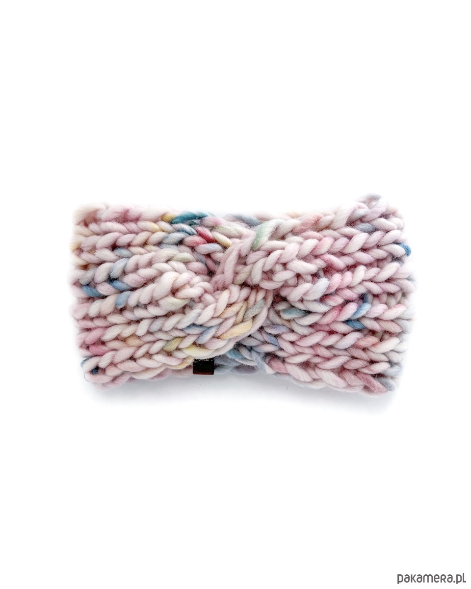 opaski do włosów Kolorowa opaska turban z grubej wełny pastelowa 1