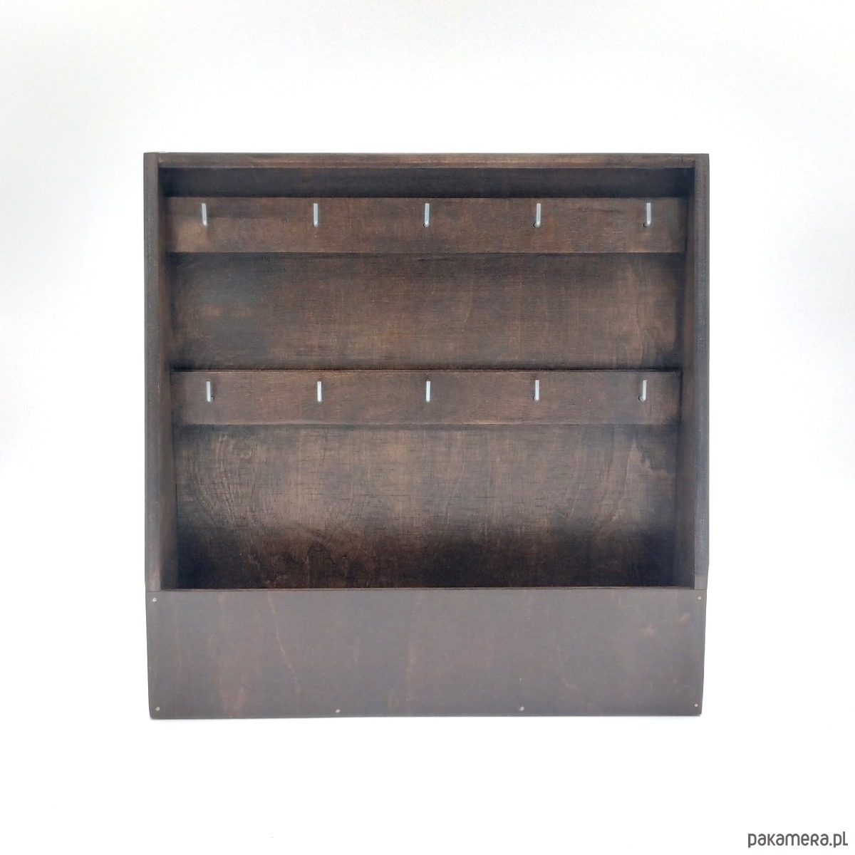 skrzynki, kufry i pudła Duża, otwarta skrzynka na klucze, wenge, wieszak na klucze 10 haczyków 4