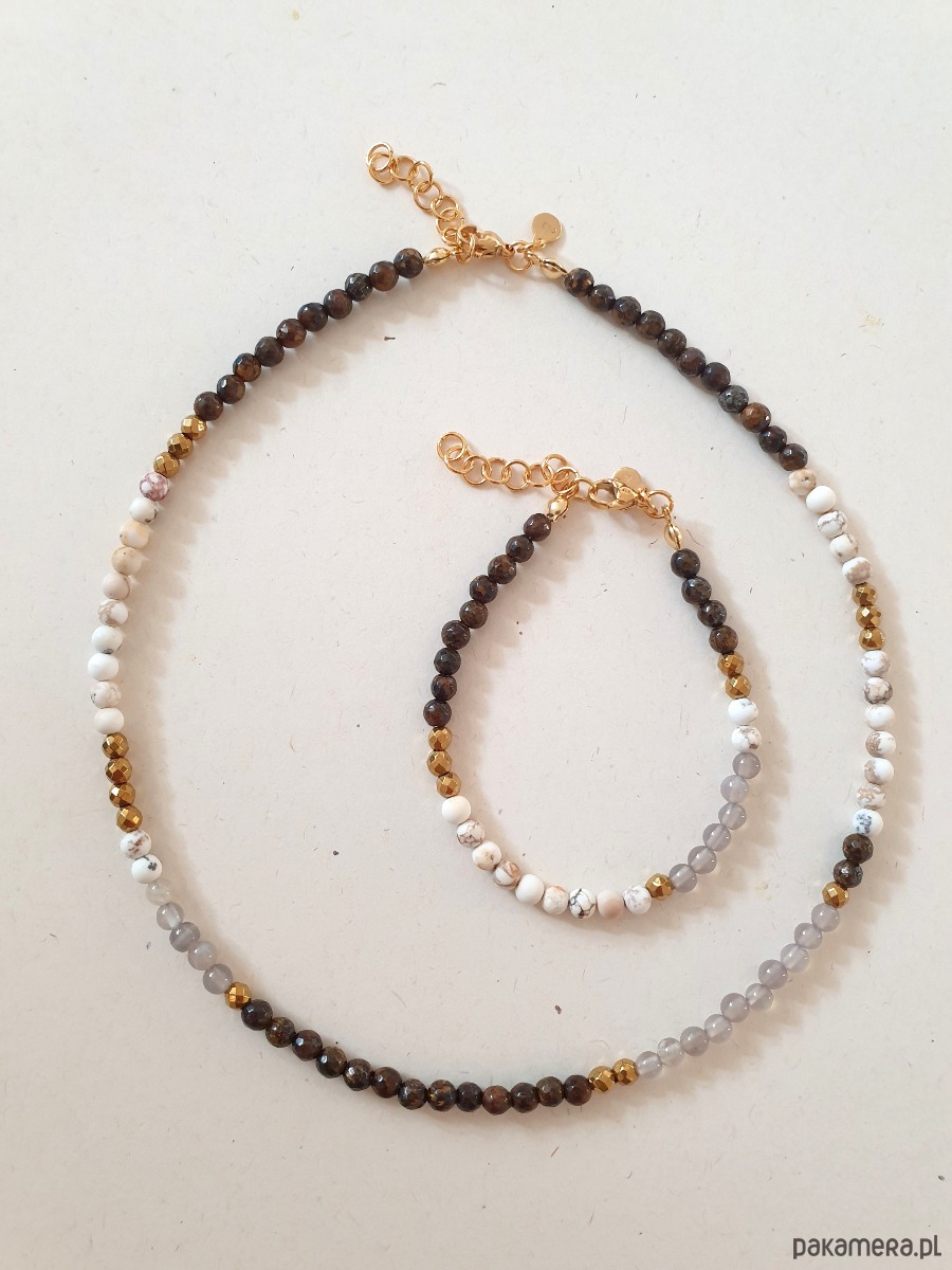 bransoletki z kamieni naturalnych Bransoletka NEO bronzyt, kwarc dymny, howlit 4