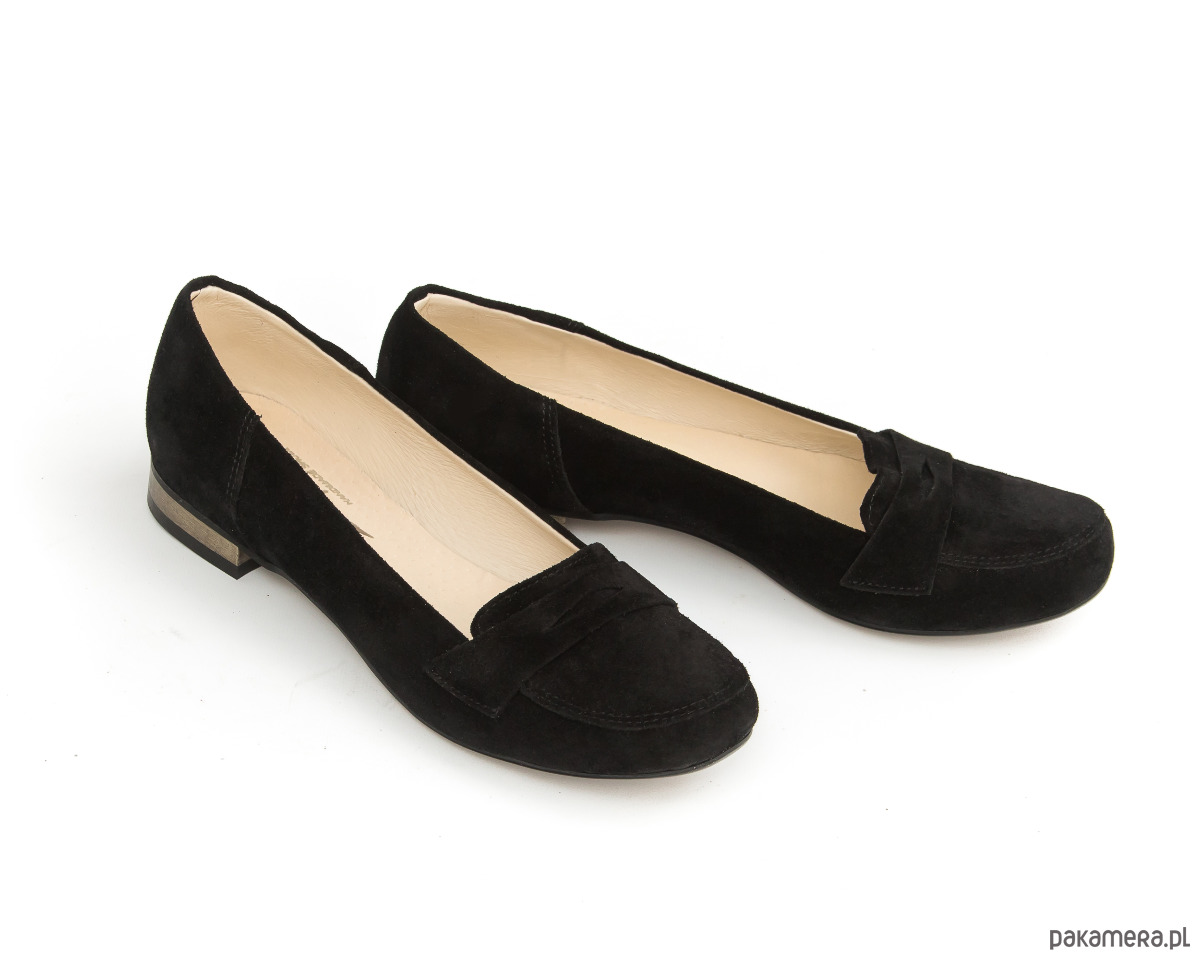 baleriny damskie SKÓRZANE BALERINKI ZAPATO 025 CZARNY WELUR 2
