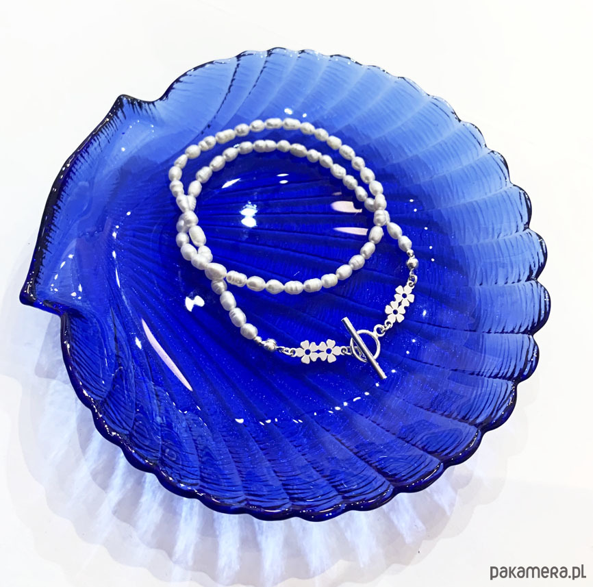 wisiory Flora- Naszyjnik- Perły- Niezapominajka 2