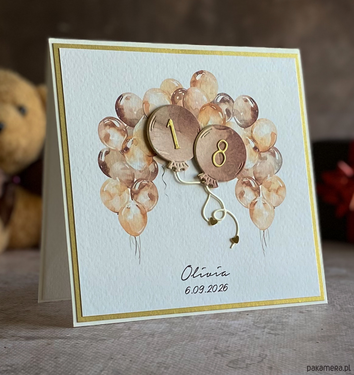 kartki scrapbooking Kartka urodzinowa z kopertą prezentową, BH 20 2