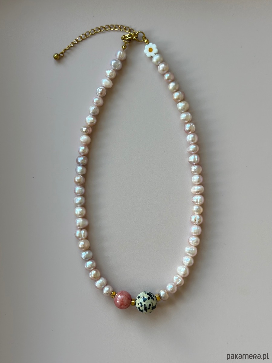 chokery Naszyjnik Różowa perła 1