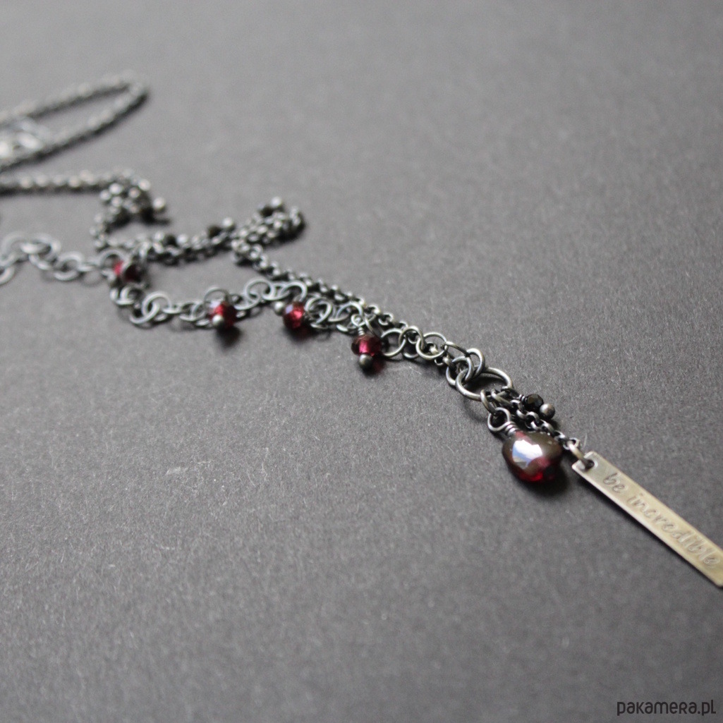 srebrne naszyjniki Naszyjnik Be incredible z granatmi i czarnym turmalinem 6