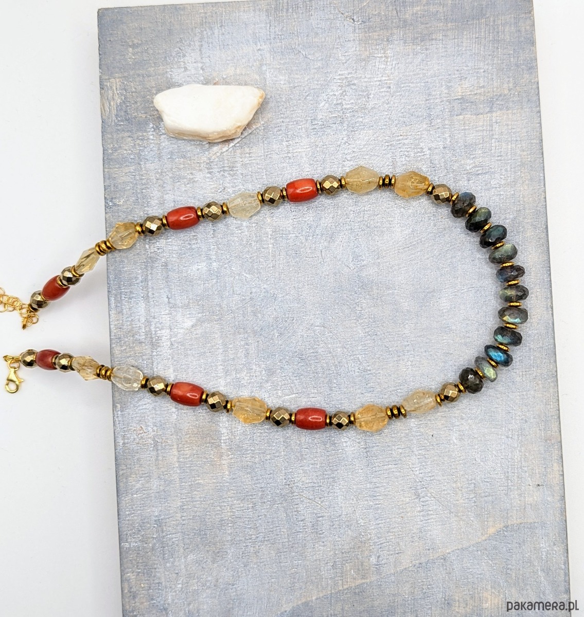 złote naszyjniki Naszyjnik Atena ze zjawiskowym labradorytem 4