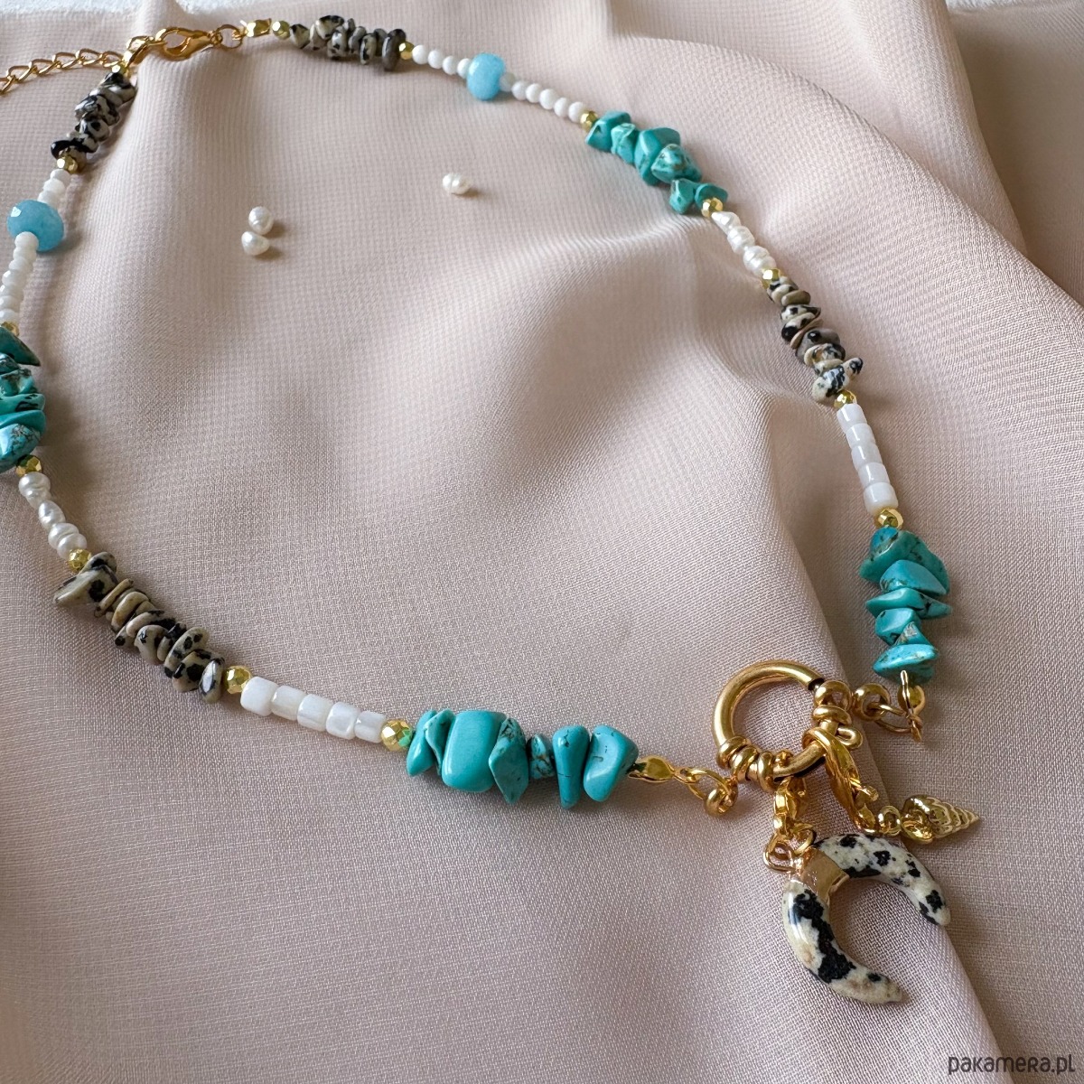 naszyjniki - inne Modułowy naszyjnik SUMMER WAVE z kamieni naturalnych baza do zawieszek 1