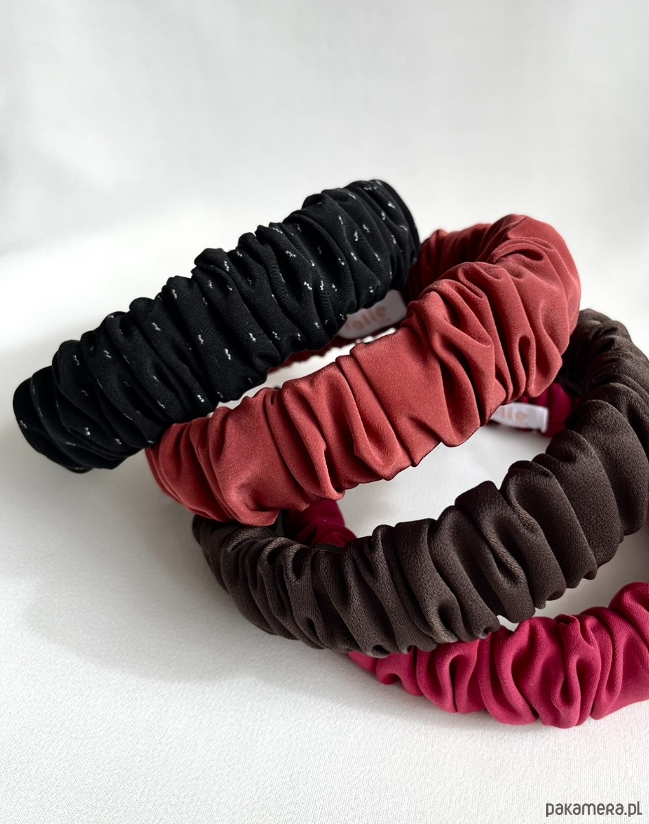 opaski do włosów Czarna marszczona opaska Silver Drop w delikatne srebrne "łezki" 2