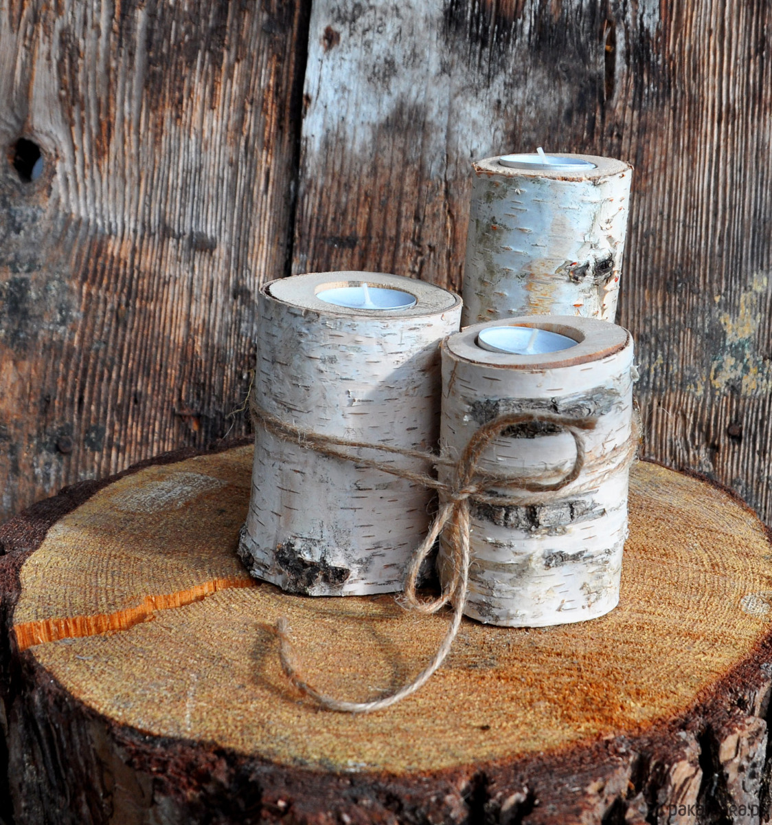 świeczniki i świece Brzozowe świeczniki-pieńki 3szt 1