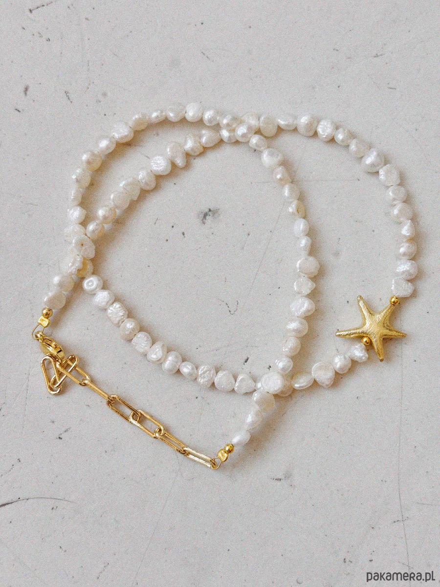 złote naszyjniki Naszyjnik z pereł naturalnych gwiazda 4