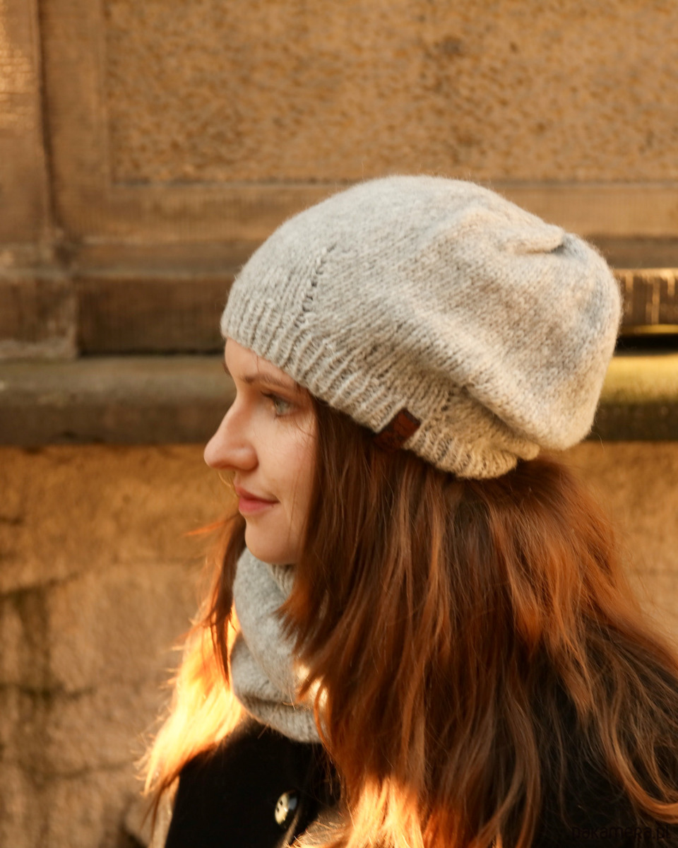 czapki damskie Jasnoszara czapka beretowa z wełny alpaki Parisian 2